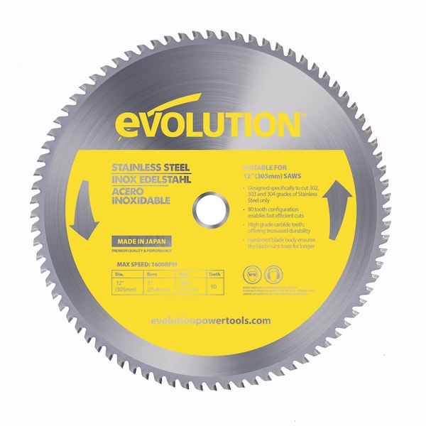 12" Stainless Steel Cutting Blade, 1 In Arbor